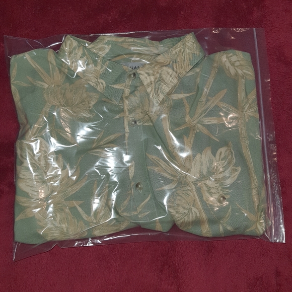 Men's Premium Wyndham Pointe Casual Floral Print Short Sleeve Rayon Shirt Large - Picture 8 of 8